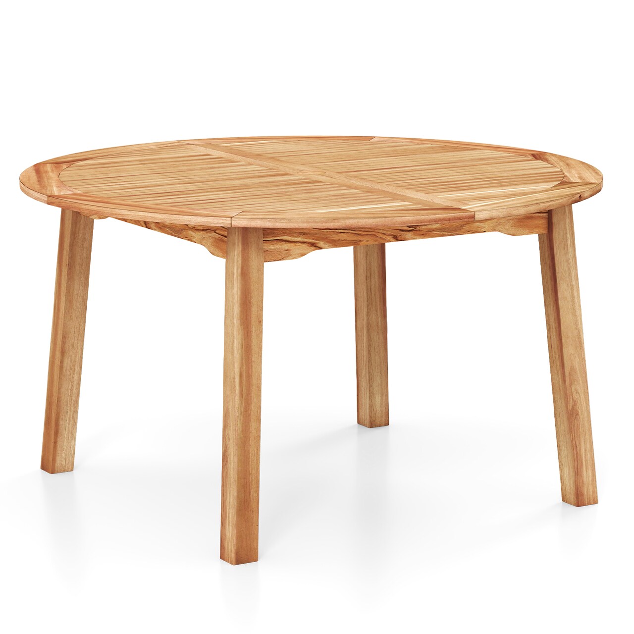 Natural Acacia Wood Round Outdoor Dining Table with Umbrella Hole